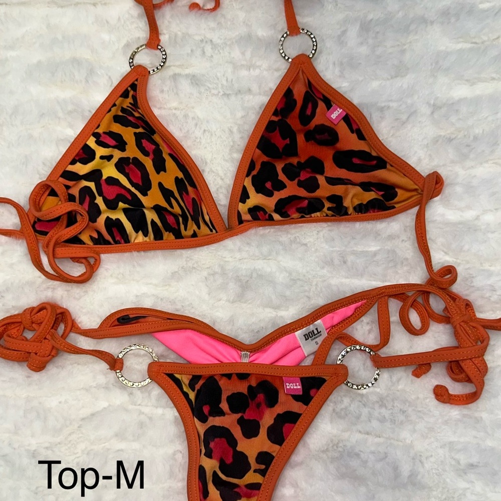 Doll Leopard Print Bikini with Orange Trim